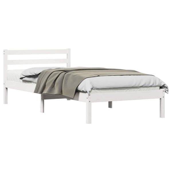 vidaXL Cadre de lit Blanc 208.6 x 157.6 x 69.4 cm Pin massif