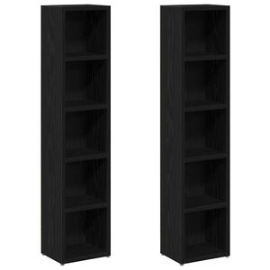 vidaXL Armoires &agrave; CD 2 pcs ch&ecirc;ne noir 21x16x93,5 cm bois d'ing&eacute;nierie