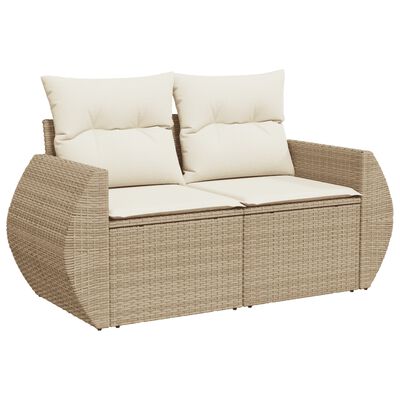 vidaXL Salon de jardin 11 pcs avec coussins beige résine tressée