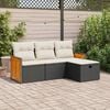 vidaXL Salon de jardin 4 pcs avec coussins noir r&eacute;sine tress&eacute;e