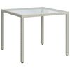vidaXL Table de jardin 90x90x75cm Verre tremp&eacute; et r&eacute;sine tress&eacute;e Blanc