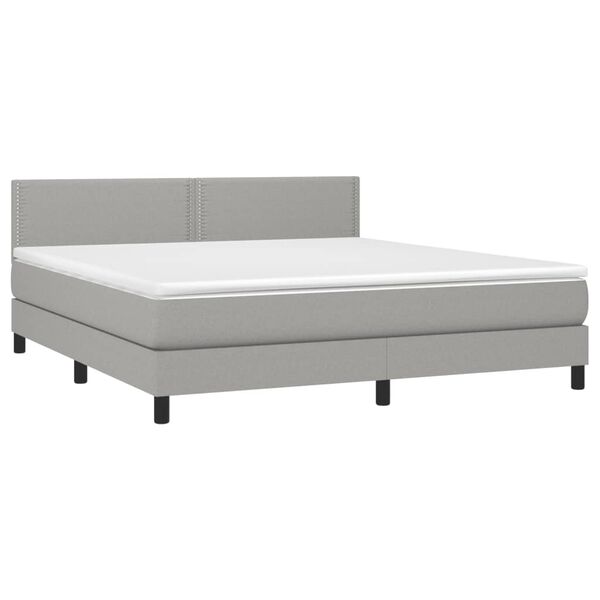 vidaXL Sommier &agrave; lattes de lit et matelas et LED Gris clair 180x200 cm