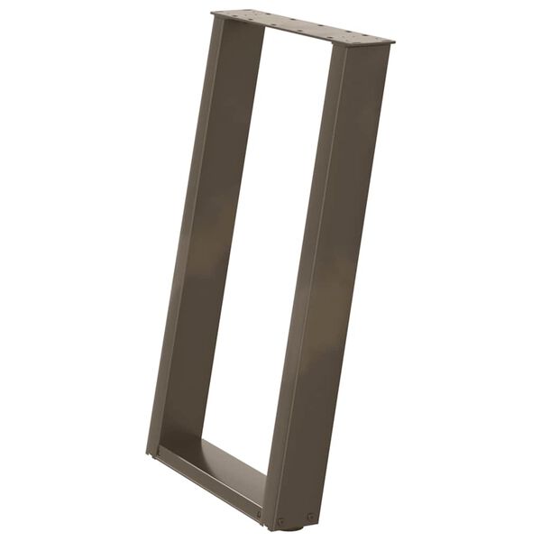 vidaXL Pieds de table &agrave; manger en forme de U, 2 pi&egrave;ces, acier naturel, 60 x (72-73) cm