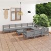 vidaXL Salon de jardin 11 pcs Gris Bois de pin massif