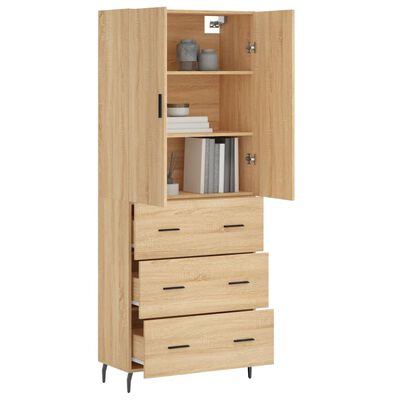 vidaXL Buffet haut Chêne sonoma 69,5x34x180 cm Bois d'ingénierie