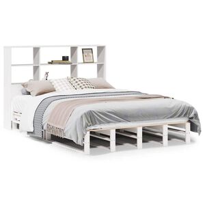 vidaXL Lit biblioth&egrave;que sans matelas blanc 140x190 cm bois massif