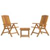 vidaXL Salon de jardin 3 pcs bois de teck solide