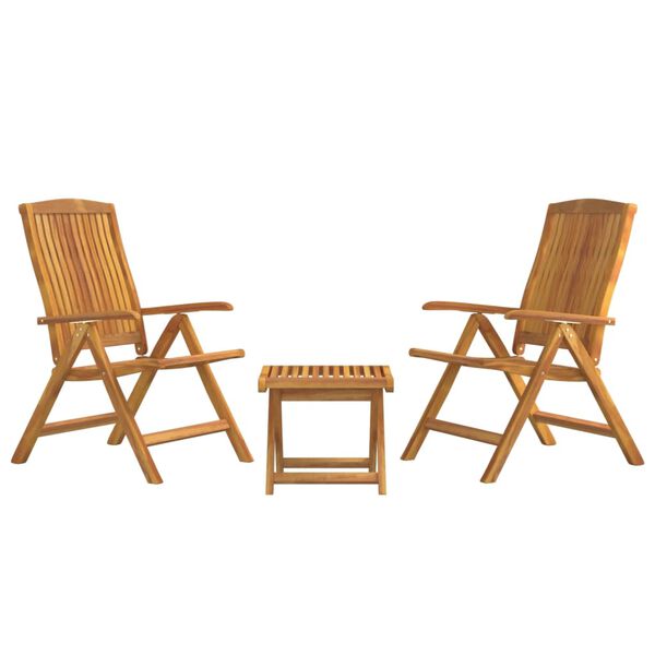 vidaXL Salon de jardin 3 pcs bois de teck solide