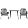 vidaXL Ensemble &agrave; manger de jardin et coussins 3 pcs noir rotin verre