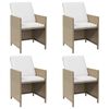 vidaXL Chaises &agrave; manger de jardin et coussins lot de 4 beige rotin
