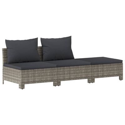 vidaXL Salon de jardin 7 pcs avec coussins Gris Résine tressée