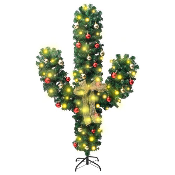 vidaXL Cactus de No&euml;l avec support et LED Vert 180 cm PVC
