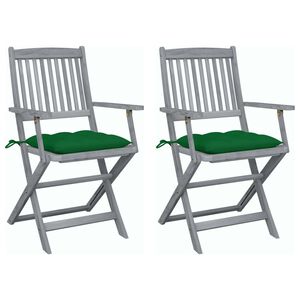 vidaXL Chaises pliables d'ext&eacute;rieur lot de 2 et coussins Bois d'acacia