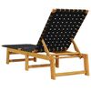 vidaXL Chaises longues lot de 2 noir bois d'acacia solide et tissu