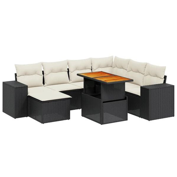 vidaXL Salon de jardin 8 pcs avec coussins noir r&eacute;sine tress&eacute;e