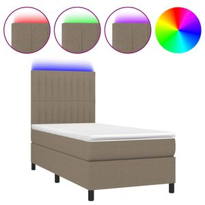 vidaXL Sommier &agrave; lattes de lit et matelas et LED Taupe 90x200 cm Tissu