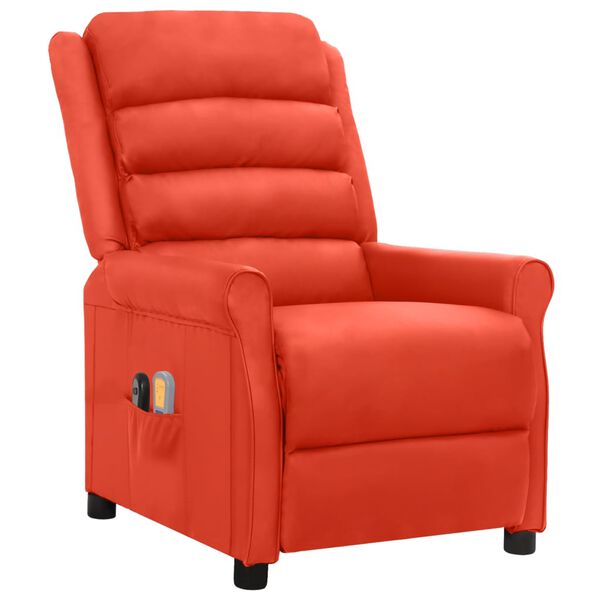 vidaXL Fauteuil de massage électrique Rouge Similicuir