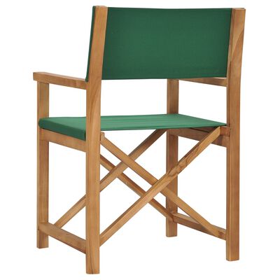 vidaXL Chaise pliable de metteur en scène Bois de teck solide Vert