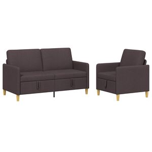 vidaXL Canap&eacute; avec rangement 2 pc Marron fonc&eacute; Polyester