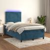 vidaXL Sommier &agrave; lattes de lit matelas et LED Bleu fonc&eacute; 120x200 cm