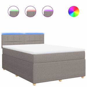vidaXL Sommier &agrave; lattes de lit avec matelas Taupe 140x190 cm Tissu