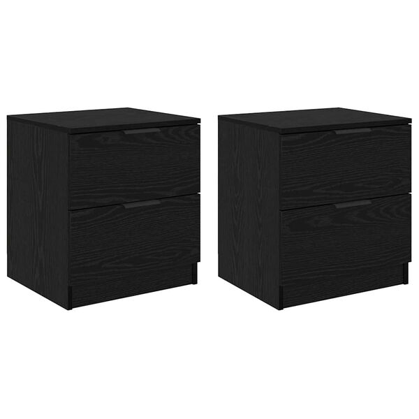 vidaXL Cabinet de chevet avec tiroir 2 pcs Ch&ecirc;ne noir 45 x 39 x 50cm