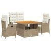vidaXL Ensemble &agrave; manger de jardin coussins 4 pcs beige r&eacute;sine tress&eacute;e