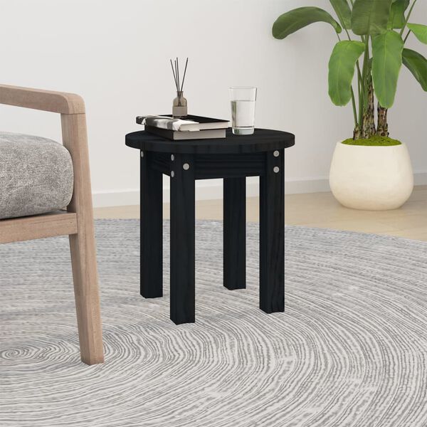 vidaXL Table basse Noir Ø 35x35 cm Bois massif de pin