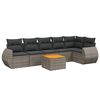 vidaXL Salon de jardin avec coussins 7 pcs gris r&eacute;sine tress&eacute;e