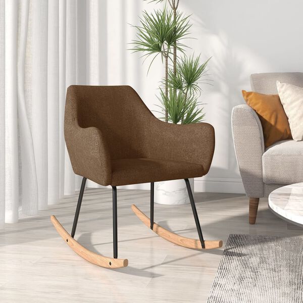 vidaXL Chaise &agrave; bascule Marron Tissu