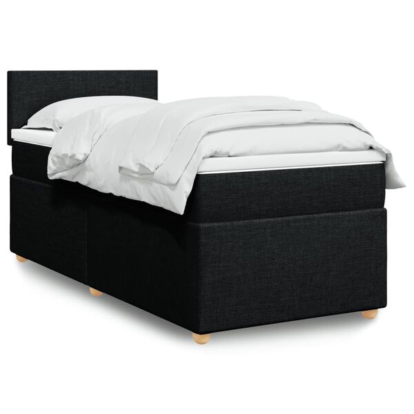vidaXL Sommier &agrave; lattes de lit avec matelas Noir 100x200 cm Tissu