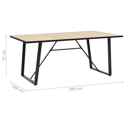vidaXL Table de salle à manger Chêne 200x100x75 cm MDF