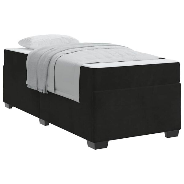 vidaXL Cadre de lit avec matelas Noir 90 x 190 cm tissu