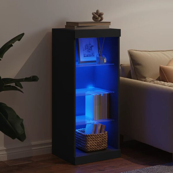 vidaXL Buffet avec lumi&egrave;res LED noir 41x37x100 cm