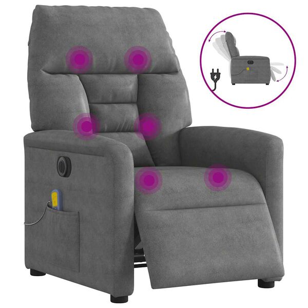 vidaXL Fauteuil inclinable de massage &eacute;lectrique gris fonc&eacute;