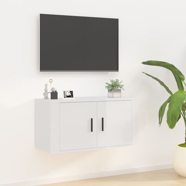 vidaXL Meuble TV mural Blanc brillant 80x34,5x40 cm