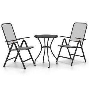 vidaXL Ensemble &agrave; manger de jardin 3 pcs Maille M&eacute;tal Anthracite
