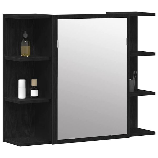 vidaXL Armoire Miroir Ch&ecirc;ne noir 80 x 20,5 x 64 cm Bois d'ing&eacute;nierie
