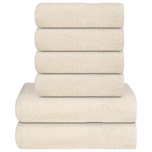 vidaXL Ensemble de serviettes FROGN 6 pcs cr&egrave;me 360 g/m&sup2;