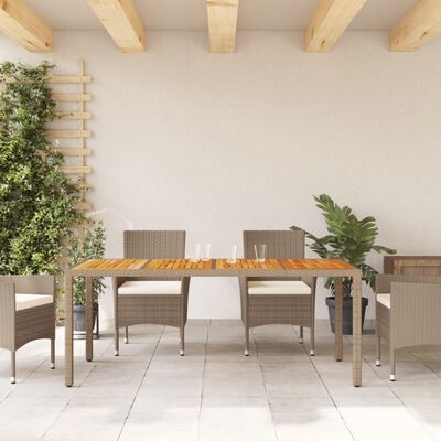 vidaXL Table de jardin beige 190x90x75 cm résine tressée bois d'acacia