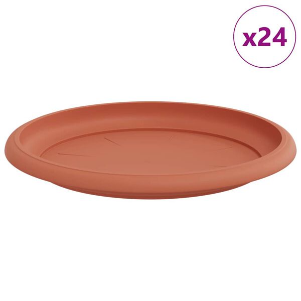 vidaXL Plateau &agrave; fleurs rond 24 pcs Rouge brique &Oslash; 14 x 2 cm Plastique