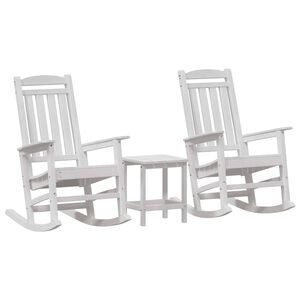 vidaXL Chaise &agrave; bascule 3 pc Blanc Poly&eacute;thyl&egrave;ne