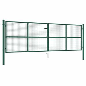 vidaXL Portail de jardin en acier grillagé 400 x 125 cm vert