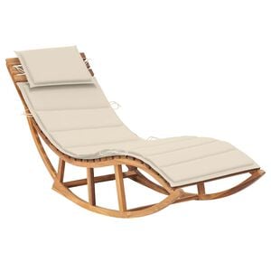 vidaXL Chaise longue &agrave; bascule avec coussin Bois de teck solide