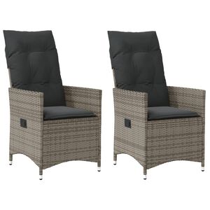 vidaXL Chaises inclinables de jardin lot de 2 et coussins gris rotin
