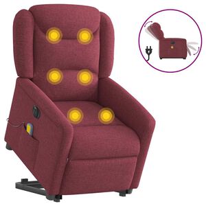 vidaXL Fauteuil inclinable de massage &eacute;lectrique Rouge bordeaux Tissu