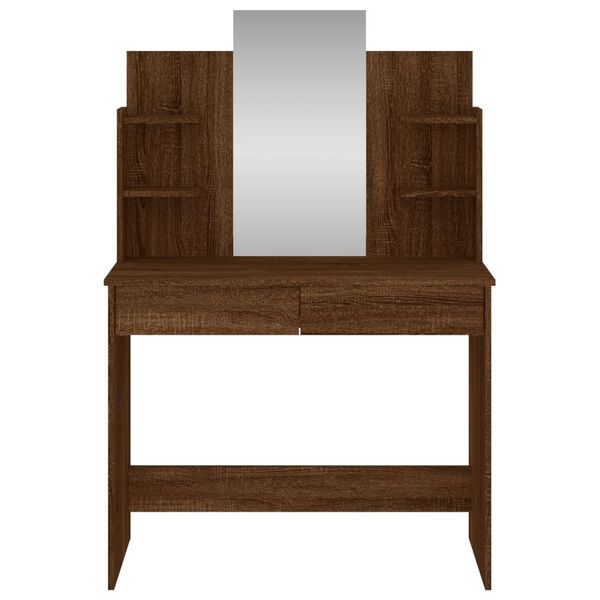 vidaXL Coiffeuse avec miroir chêne marron 96x39x142 cm