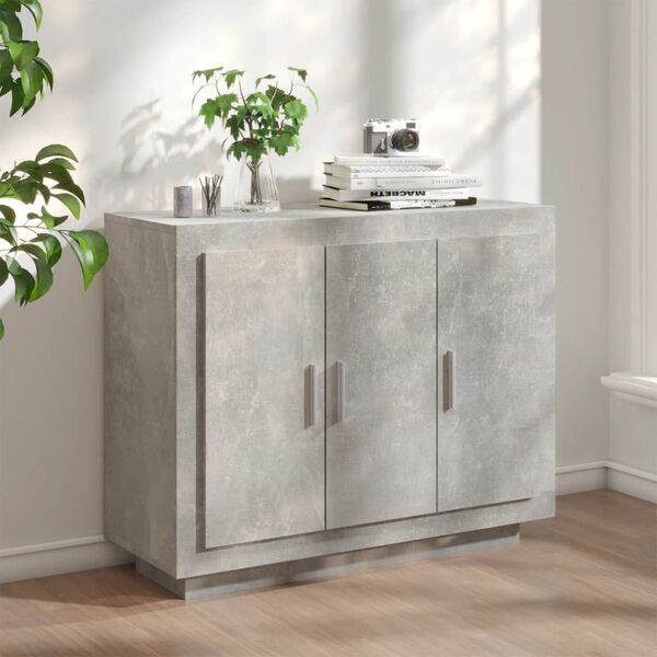 vidaXL Buffet Gris béton 92x35x75 cm Bois d'ingénierie