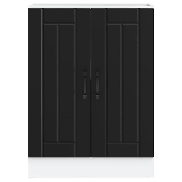 vidaXL Meuble de base de lavabo Lucca noir bois d'ing&eacute;nierie