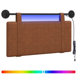 vidaXL T&ecirc;te de lit suspendue Avec lumi&egrave;re LED Marron PU antique